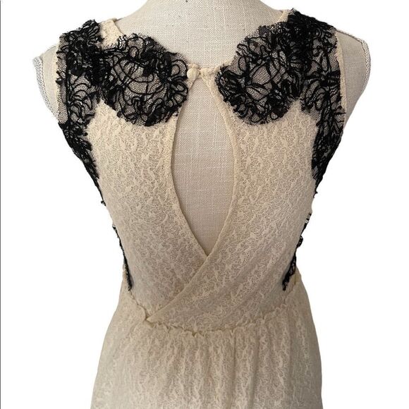 Free People Women Cream & Black Lace Casual Mini Dress - Picture 5 of 14